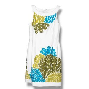 Jones New York Women’s Size12 Sleeveless White Large Floral Pattern Shift Dress